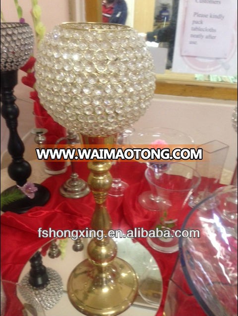 hot sale customized globe gold plated wedding crystal candle holder for weddings